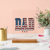 Patriottische Papa Amerikaanse Vlag Vintage Vector Acryl Bord (Huwelijk)