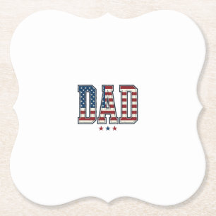 Patriottische Papa Amerikaanse Vlag Vintage Vector Kartonnen Onderzetters
