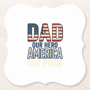 Patriottische Papa Onze Held Vintage Vader T-shirt Kartonnen Onderzetters