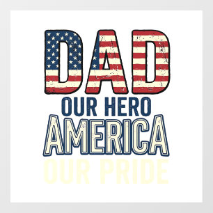 Patriottische Papa Onze Held Vintage Vader T-shirt Raamsticker