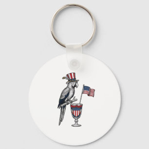 Patriottische Papegaai Cocktail Vintage Vector Ont Sleutelhanger