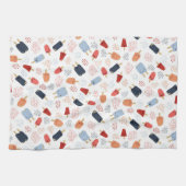 Patriottische papillen in rood, wit en blauw Schor Theedoek (Horizontaal)