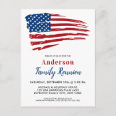 Patriottische Partij Amerikaanse Vlag Familie Reün Uitnodiging Briefkaart (Voorkant)