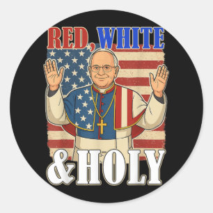 Patriottische Paus Leo XIV Humor Design Ronde Sticker