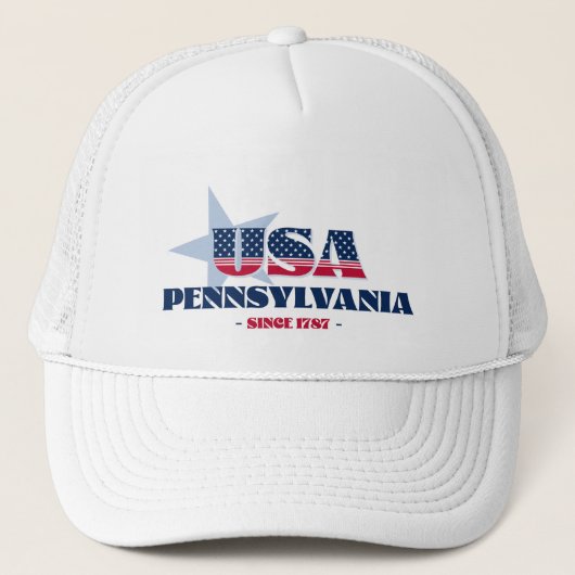 Patriottische Pennsylvania typografie Trucker Hat Trucker Pet (Voorkant)