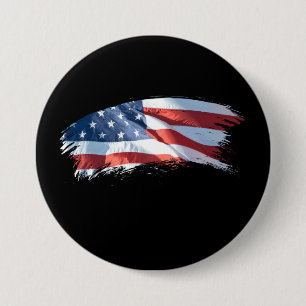 Patriottische penseelstreek Amerikaanse vlag Ronde Button 7,6 Cm