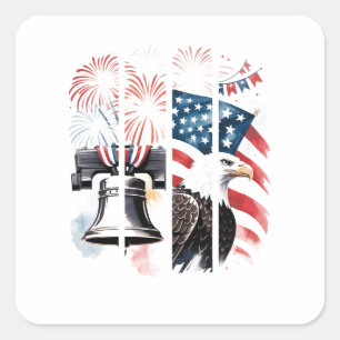 Patriottische penseelstreek – Vuurwerk, Vlag, Adel Vierkante Sticker