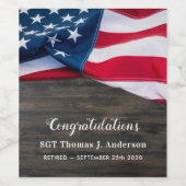 Patriottische pensionering Amerikaanse vlag Wijn Etiket (Enkel label)