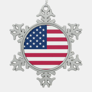 Patriottische Pewter Snowflake Ornament met Amerik
