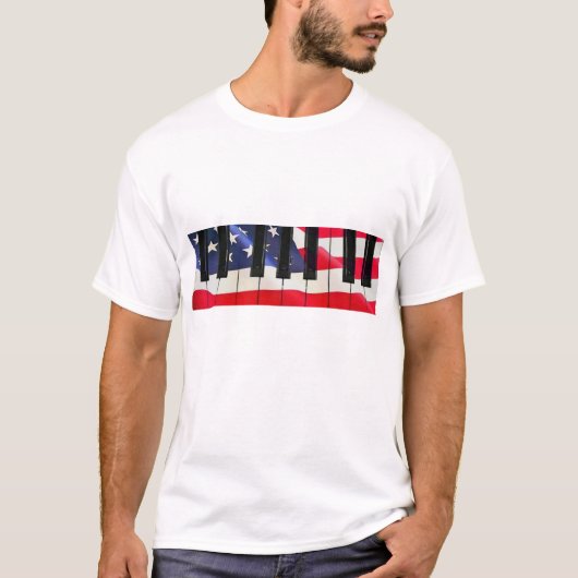 Patriottische pianotoetsen t-shirt (Voorkant)