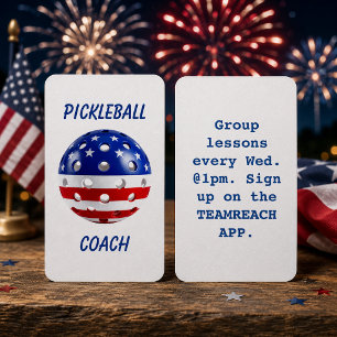 Patriottische Pickleball Coach 4 juli Zakelijk Visitekaartje
