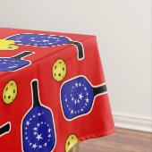Patriottische Pickleball Rood Wit Blauw Amerikaans Tafelkleed (Voorbeeld)