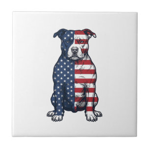 Patriottische Pit Bull Vintage Gravure Vector Desi Tegeltje