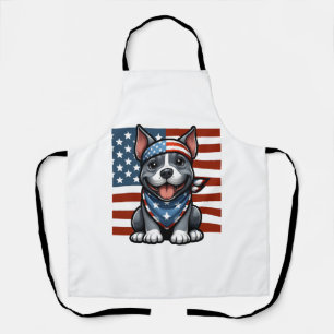Patriottische Pitbull Amerikaanse vlag 4 juli BBQ Schort