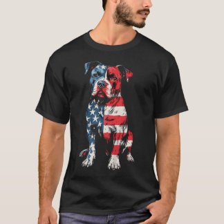 Patriottische Pitbull Amerikaanse Vlag Hond Moeder T-shirt