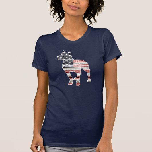 Patriottische Pitbull, Amerikaanse vlag T-shirt (Voorkant)