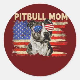 Patriottische Pitbull Mam 4 juli Amerikaanse vlag Ronde Sticker