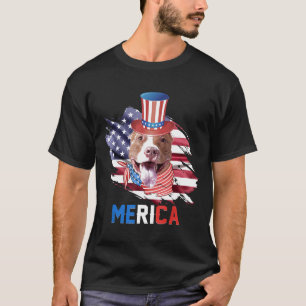 Patriottische Pitbull Merica Amerikaanse vlag T-shirt