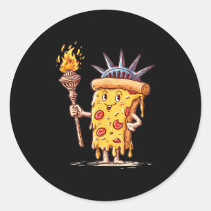 Patriottische Pizza Kostuum voor Amerikaanse stand Ronde Sticker