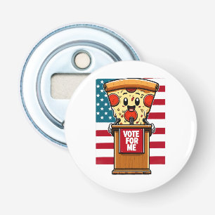 patriottische pizza stem op mij button flesopener