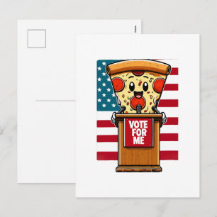 patriottische pizza stem op mij feestdagenkaart