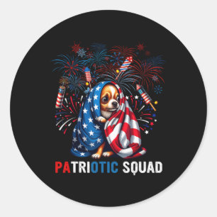 Patriottische ploeg 4 juli Chihuahua bang voor vuu Ronde Sticker