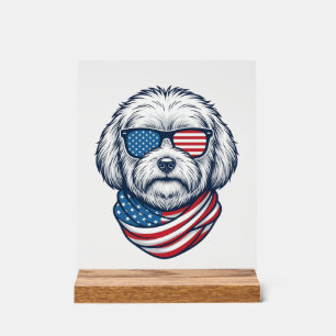 Patriottische pluizige hond vectorillustratie_1 acryl bord