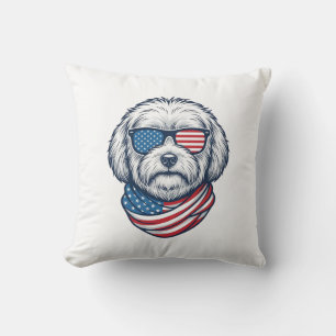 Patriottische pluizige hond vectorillustratie_1 kussen