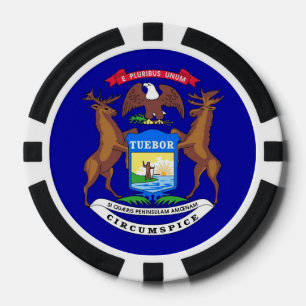 Patriottische poker chips met vlag van Michigan