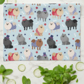Patriottische pommeren Dog Kitchen Towel Theedoek (Gevouwen)