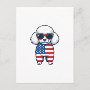 Patriottische Poodle met Zonnebril Vectorontwerp_1 Briefkaart