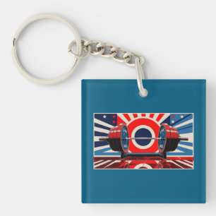 Patriottische Pop Art Olympic Barbell Set Sleutelhanger