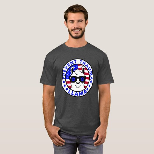 Patriottische Preventie Trauma Llama T-shirt (Voorkant volledig)