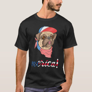 Patriottische Pug Hond Heren 4 juli Merica T-shirt