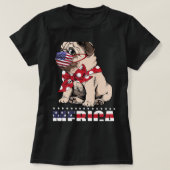 Patriottische Pug in Amerikaanse Vlag Masker 24 ju T-shirt (Design voorkant)