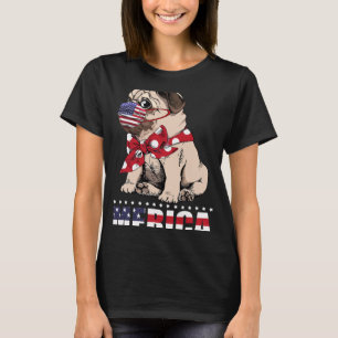 Patriottische Pug in Amerikaanse Vlag Masker 24 ju T-shirt