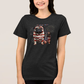 Patriottische Pug Kunst Tri-Blend Shirt