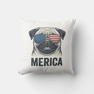 Patriottische Pug Merica Vintage Gravure Shirt Ont Kussen