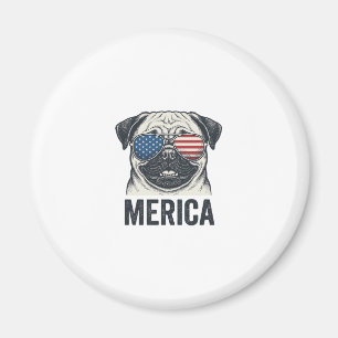 Patriottische Pug Merica Vintage Gravure Shirt Ont Magneet