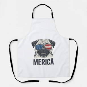 Patriottische Pug Merica Vintage Gravure Shirt Ont Schort