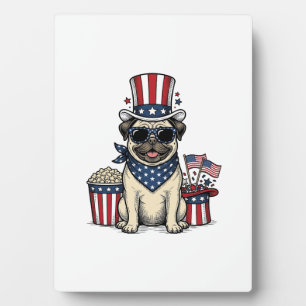Patriottische Pug Vintage Gravure Hond Shirt Ontwe Fotoplaat