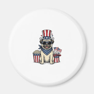 Patriottische Pug Vintage Gravure Hond Shirt Ontwe Magneet