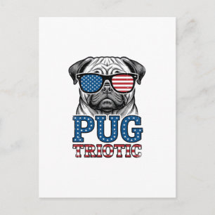 Patriottische Pug Vintage Gravure Shirt Ontwerp_1 Briefkaart