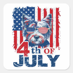Patriottische pup vieren 4 juli Onafhankelijkheids Vierkante Sticker