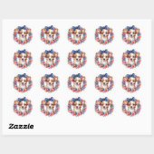 Patriottische Puppy 4 juli Verenigde Staten Onafha Ronde Sticker (Vel)