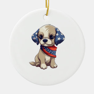 Patriottische Puppy - Stijl 9 Keramisch Ornament