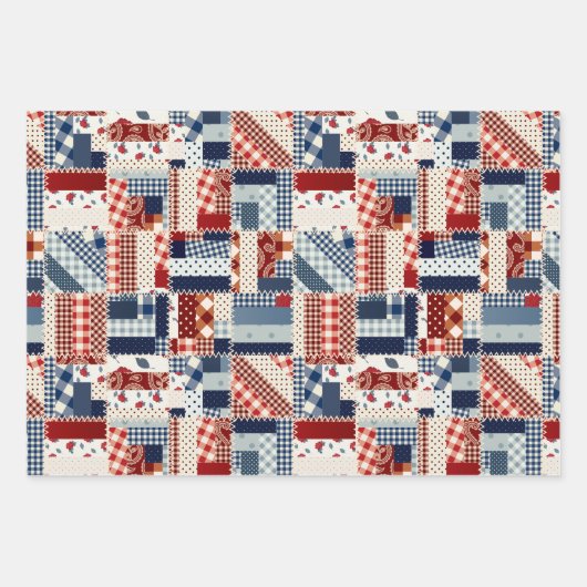Patriottische Quilt Wrapping Paper Set (Voorkant)