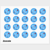 Patriottische Rad White en Blue Star Nostalgic Ronde Sticker (Vel)