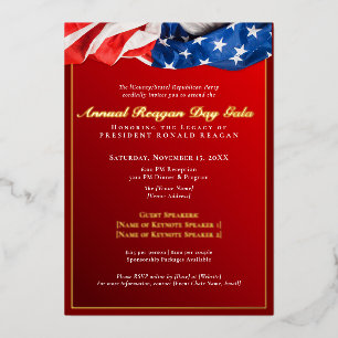 Patriottische Reagan Day Gala Republikeinse inzame Folie Uitnodiging