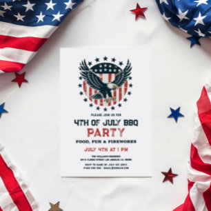 Patriottische Retro Amerikaanse Adelaar BBQ Uitnod Kaart